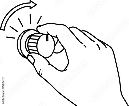 Illustration of hand turning knob dial control adjustment setting