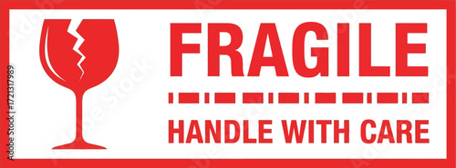 Fragile handle with care label shipping packaging box warning sign