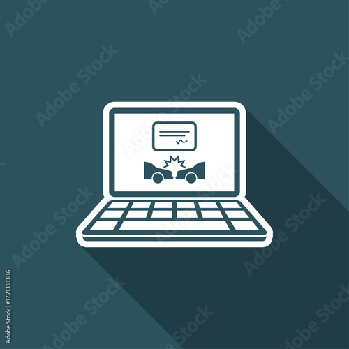 Car crash document online - Vector icon for computer website or application