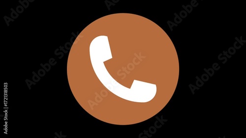 animated phone call icon inside a brown circle, suitable for communication concepts.