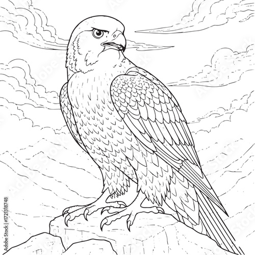 Eagle of falcon coloring page for kids or adults