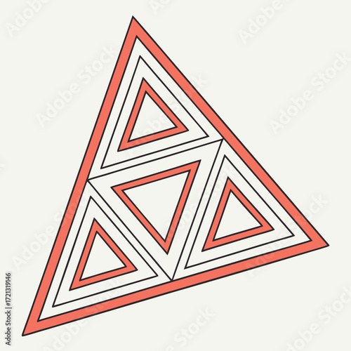 Vector art of geometric triangle pattern a captivating design featuring nested triangles in shades of red and black, creating a visually striking and modern composition