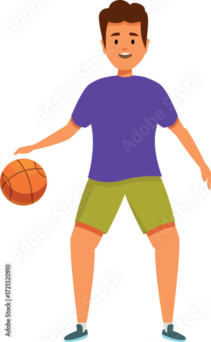 Young man dribbling a basketball, showcasing athleticism and passion for the sport