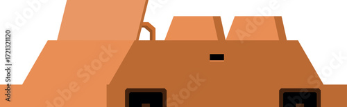 Open cardboard box revealing its inner structure, showcasing compartments and design for packaging