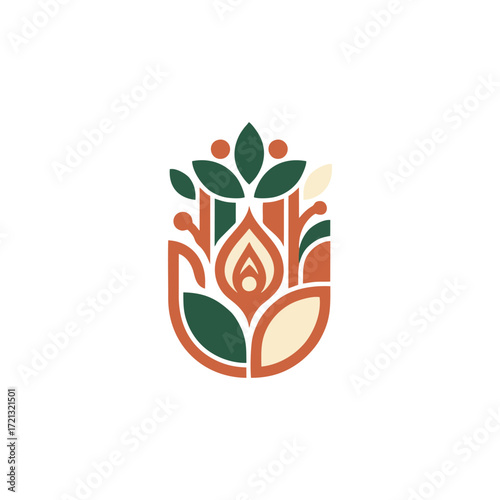 Vector illustration of Fertile Hand nurturing green plant growth with organic leaf soil ecology and sustainability concept in natural environment design for agriculture eco farm and nature care visual