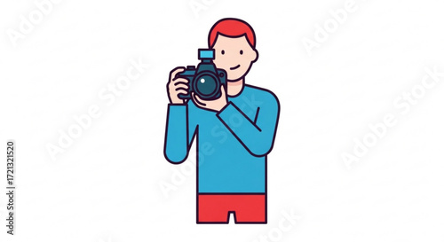 Cartoon photographer with camera vector illustration for photography and videography content creation and design
