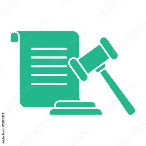 Vector art of silhouette of a gavel and legal document