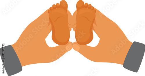 Parent gently cradling newborn baby's feet, showcasing the tender bond between parent and child