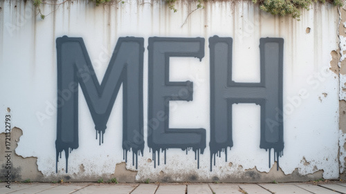 Graffiti style word painted in gray tones expressing indifferent internet slang