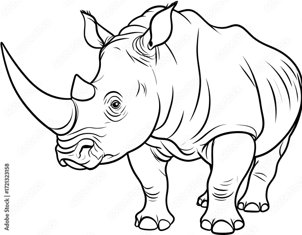 Fototapeta premium Black and white rhino illustration