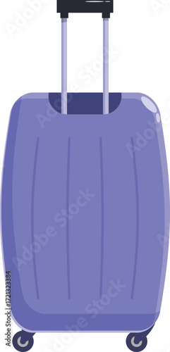 Plastic rolling suitcase for business trip or vacation is ready for traveling