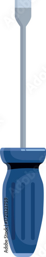 Chisel tip screwdriver with blue handle isolated on white background, ideal for precision electronics repair