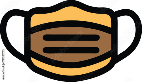 Protective face mask graphic element for health and safety communications vector
