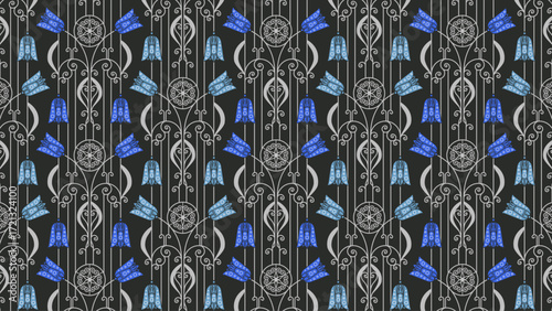Floral Ornament on Dark Background