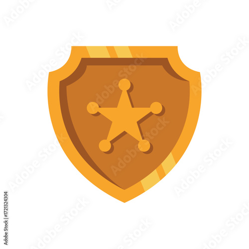 A sheriffs badge with a fivepointed star and dots