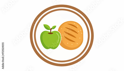 Healthy Eating A Delicious Apple and Bread Combination for a Balanced Diet in a Circular Design