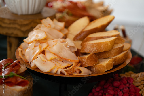 Εκτύπωση καμβά Catering buffet with slised lard variety of food snacks and appetizers