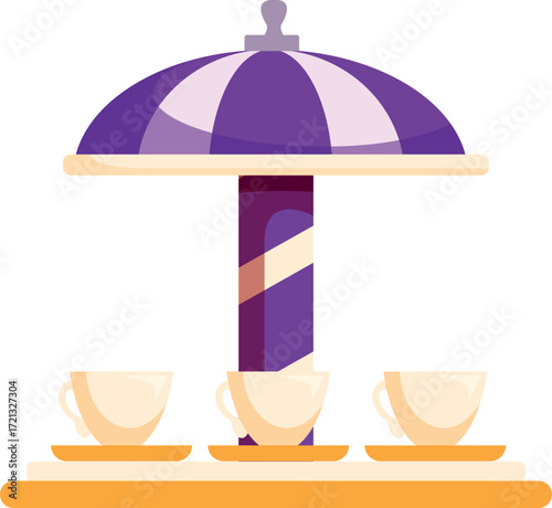 Colorful teacups carousel spinning in amusement park, offering joyful entertainment for kids