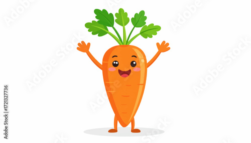 Happy Carrot Character Illustration Cute Vegetable Mascot Design