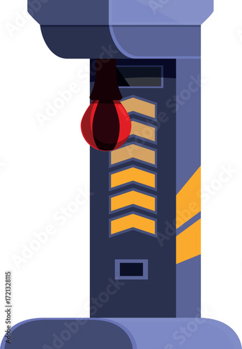 Boxing arcade machine showing the strength measuring tool with hanging speed bag