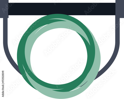 Green pilates ring hanging on a pilates reformer ready for an exercise class