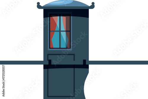 Traditional asian sedan chair with window and curtains, waiting for a passenger, symbol of ancient transportation