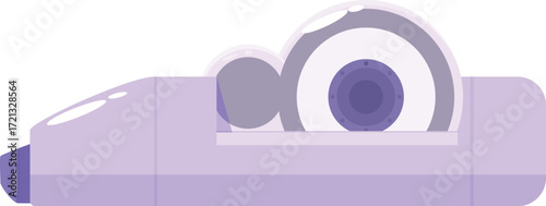 Correction tape dispenser lying horizontally on a white background, useful tool for office work or school projects