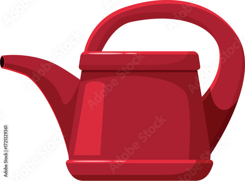 Red watering can isolated on white background, essential tool for gardening, keeping plants hydrated and healthy