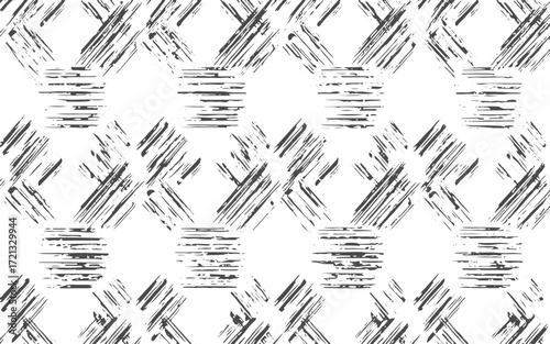 Scratched Grunge Urban Background Texture Vector.An abstract paint splatter frame in black and white.Rough, irregular texture composed of monochrome geometric elements.