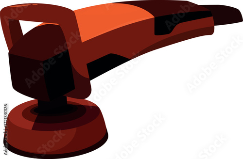 Side view of an electric angle grinder with a brown body and black accents, isolated on a white background, ready for construction or metalworking tasks
