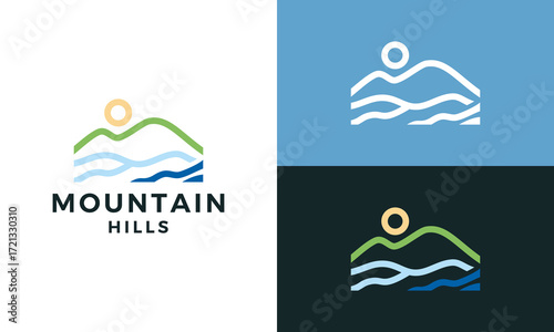 Landscape logo design. Abstract mountain hills concept vector design symbol graphic icon