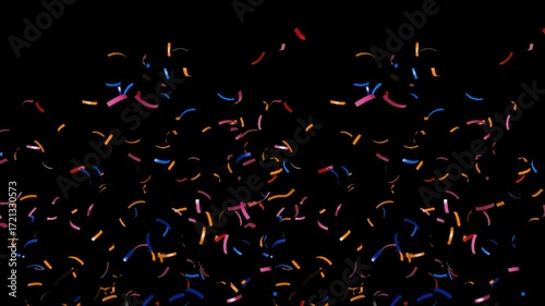confetti rain background on black screen. festive decoration	