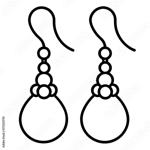 Pearl Dangle Earrings line art vector