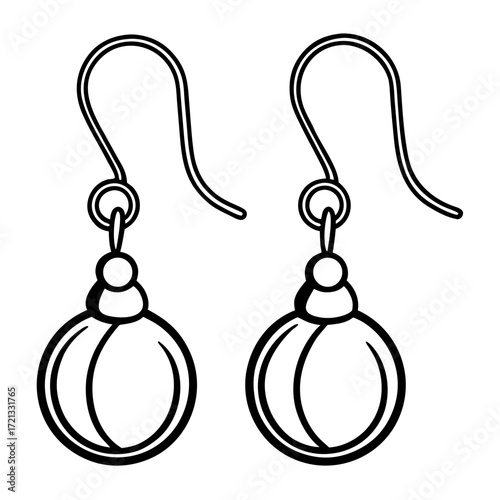 Pearl Dangle Earrings line art vector
