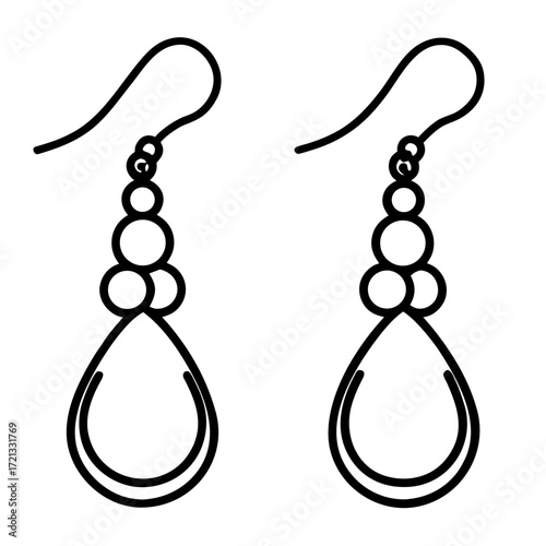 Pearl Dangle Earrings line art vector