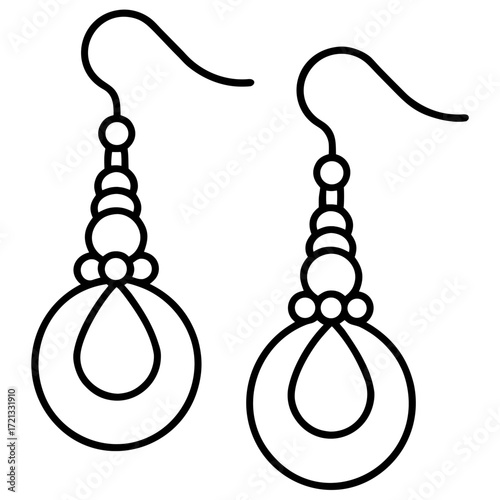 Pearl Dangle Earrings line art vector
