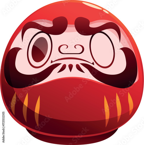 Red daruma doll bringing good fortune, a traditional japanese amulet