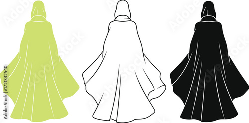 Cape cloak hood vector illustration template costume design