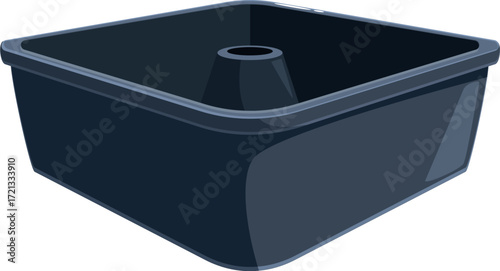 Square baking pan with a center, ready for batter and baking, promising culinary delight