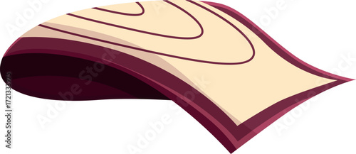 Waving magic carpet floating on white background