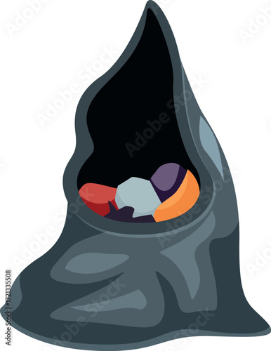 Overflowing garbage bag illustrating waste management and disposal concepts