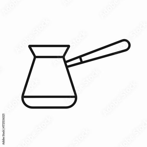 Turkish coffee pot in minimalistic black-and-white line art style on a white background