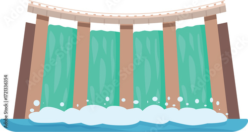 Water flows through a hydroelectric dam, generating renewable energy