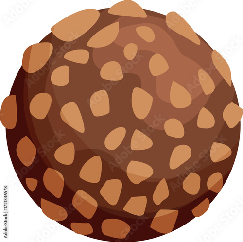 Chocolate confectionery covered with crunchy nuts, creating an appealing treat for candy lovers