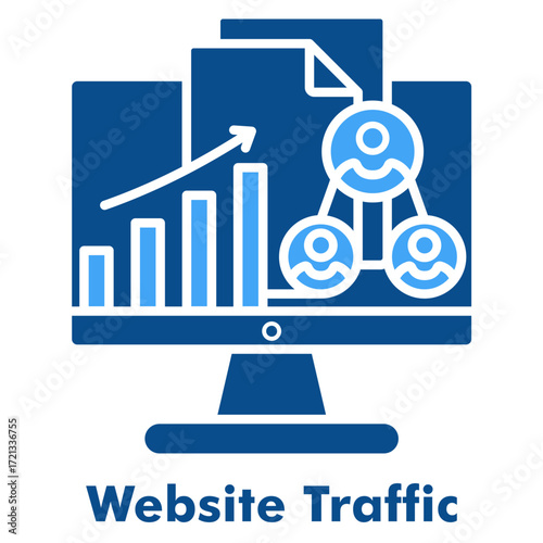 Website Traffic Icon in Two Color Glyph Style