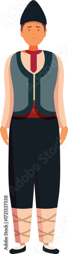 Cartoon illustration of a turkish man wearing traditional clothing, showcasing turkey's rich cultural heritage