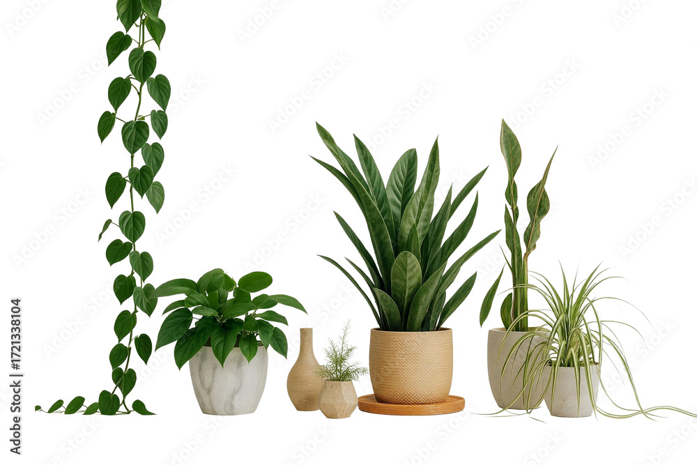 Fototapeta premium Assorted Potted Indoor Plants On Light Setting