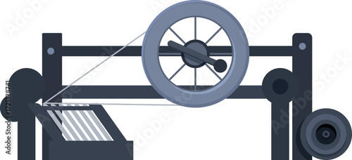 Traditional spinning wheel transforming natural fibers into yarn, showcasing the process of textile production