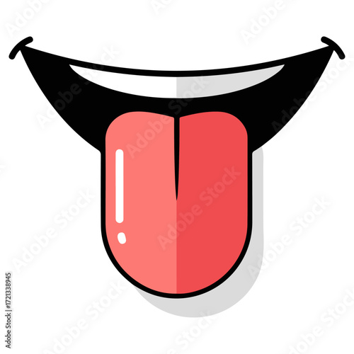 Cartoon mouth with tongue sticking out, happy expression.