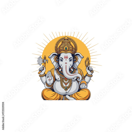 Ganesha Illustration - Divine Deity of Wisdom and Prosperity.